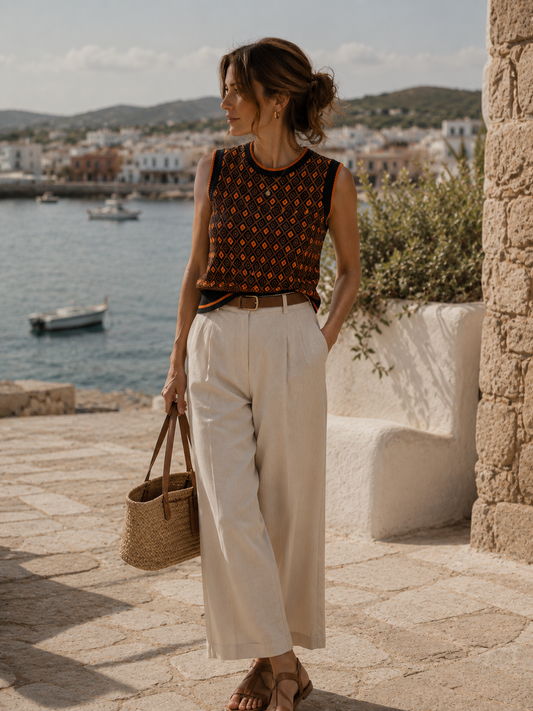 Orange & Black Sleeveless Vest