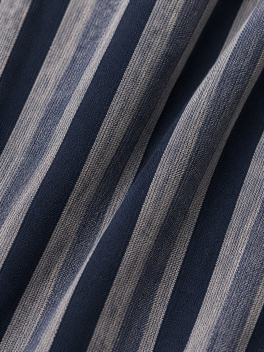 Blue Striped Linen Blend Trousers