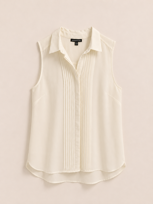 Cream Sleeveless Blouse