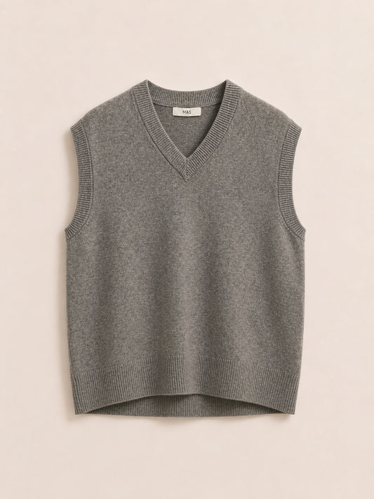 Grey V-Neck Sleeveless Vest