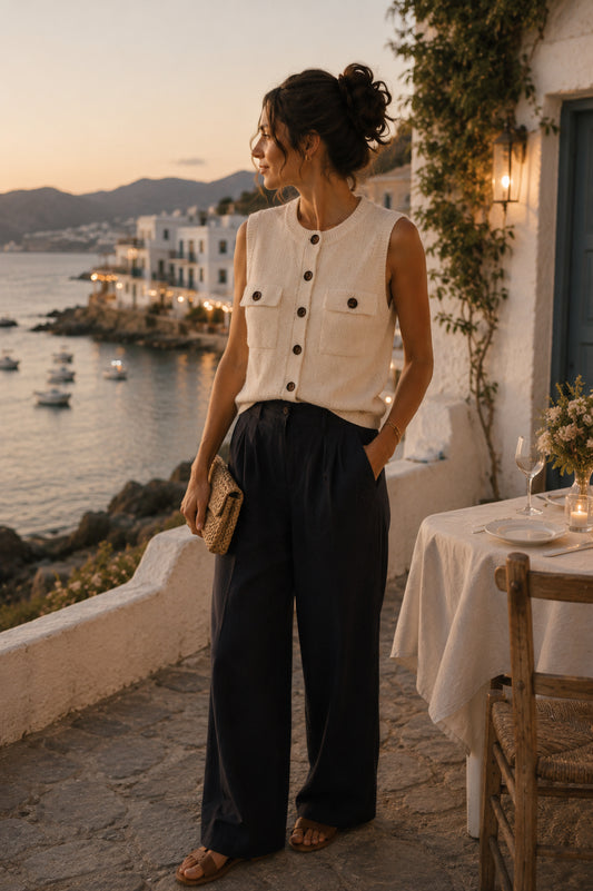 Cream Sleeveless Cardigan