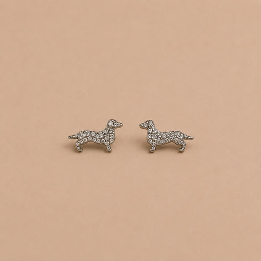 Sausage Dog Silver Stud Earrings