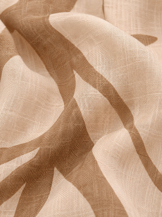 Beige Patterned Linen Blend Blouse