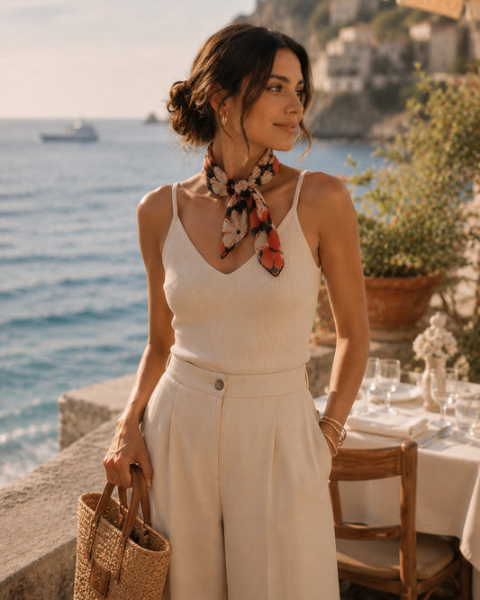 Orange Floral Neck Scarf