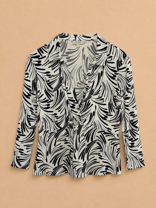 White & Blue Patterned Top