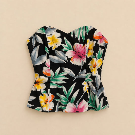Black Floral 100% Top & Skirt