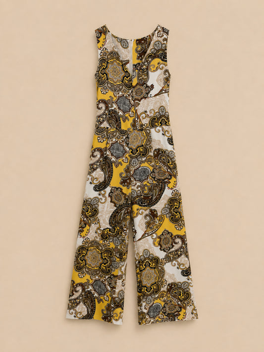 Yellow Paisley Patterned Jumpsuit
