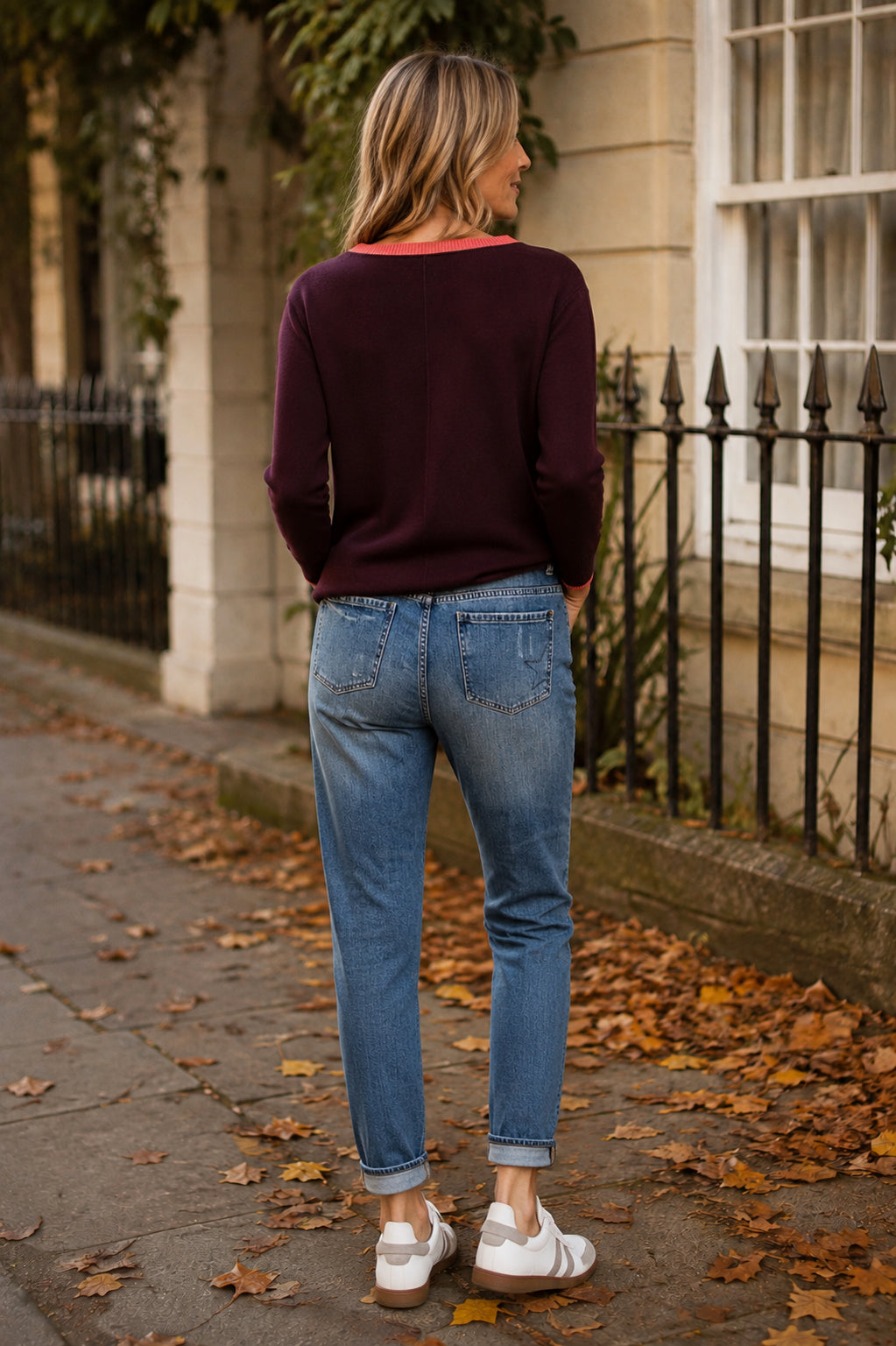 Purple V-Neck Merino Wool Blend Jumper