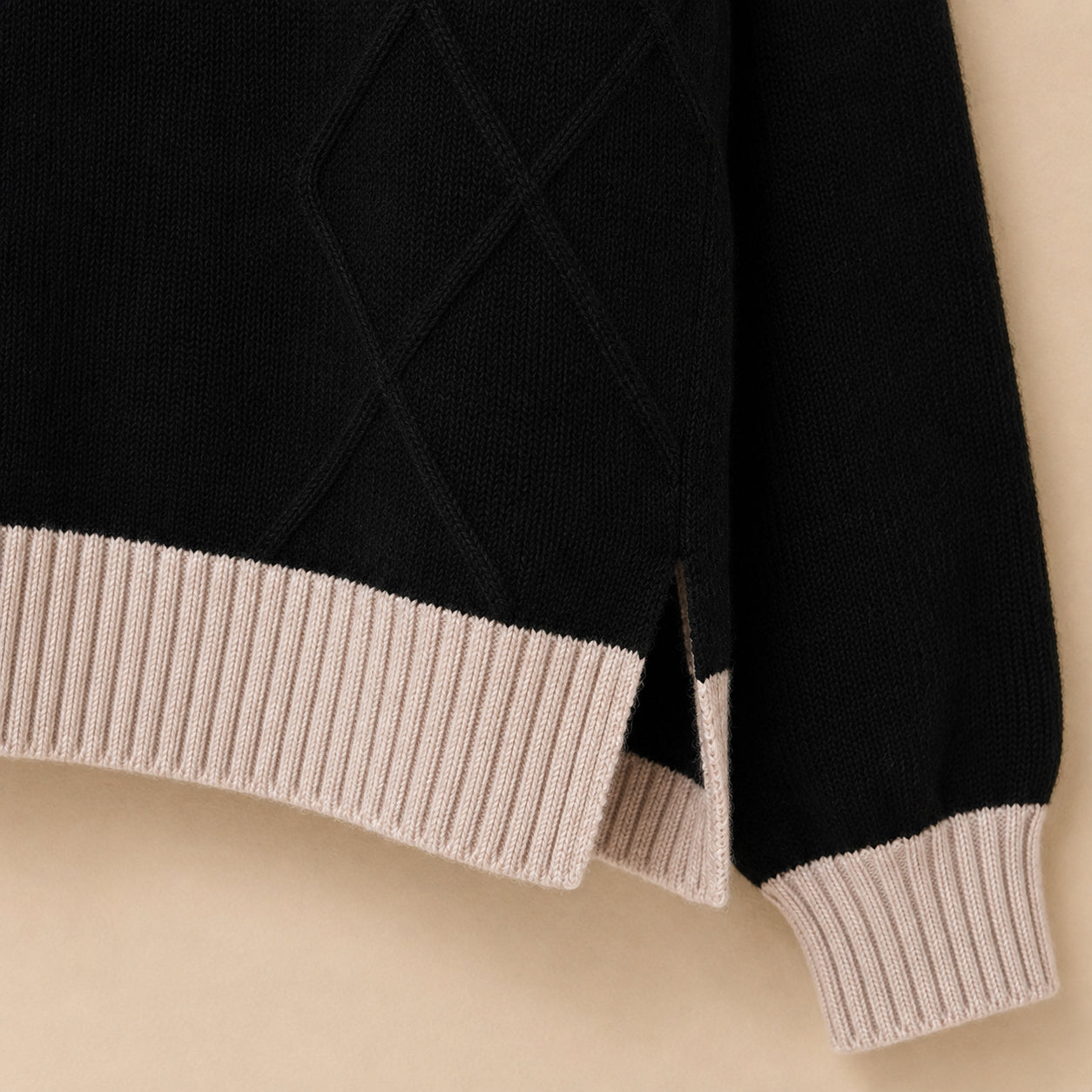 Black & Cream Wool Blend Jumper