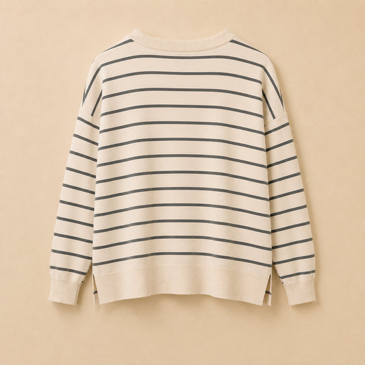 Cream & Grey Striped Jumper