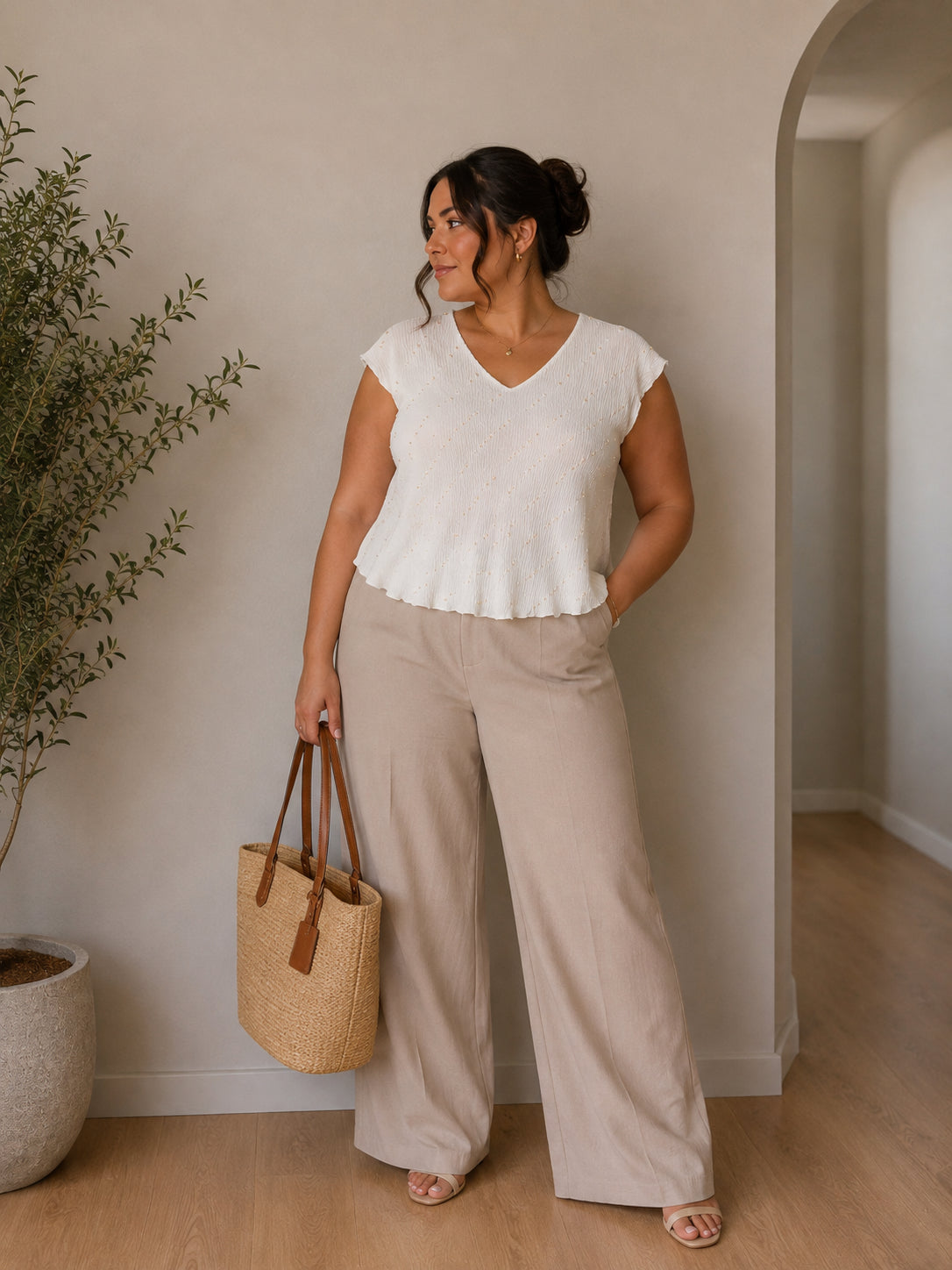 White Beaded Top