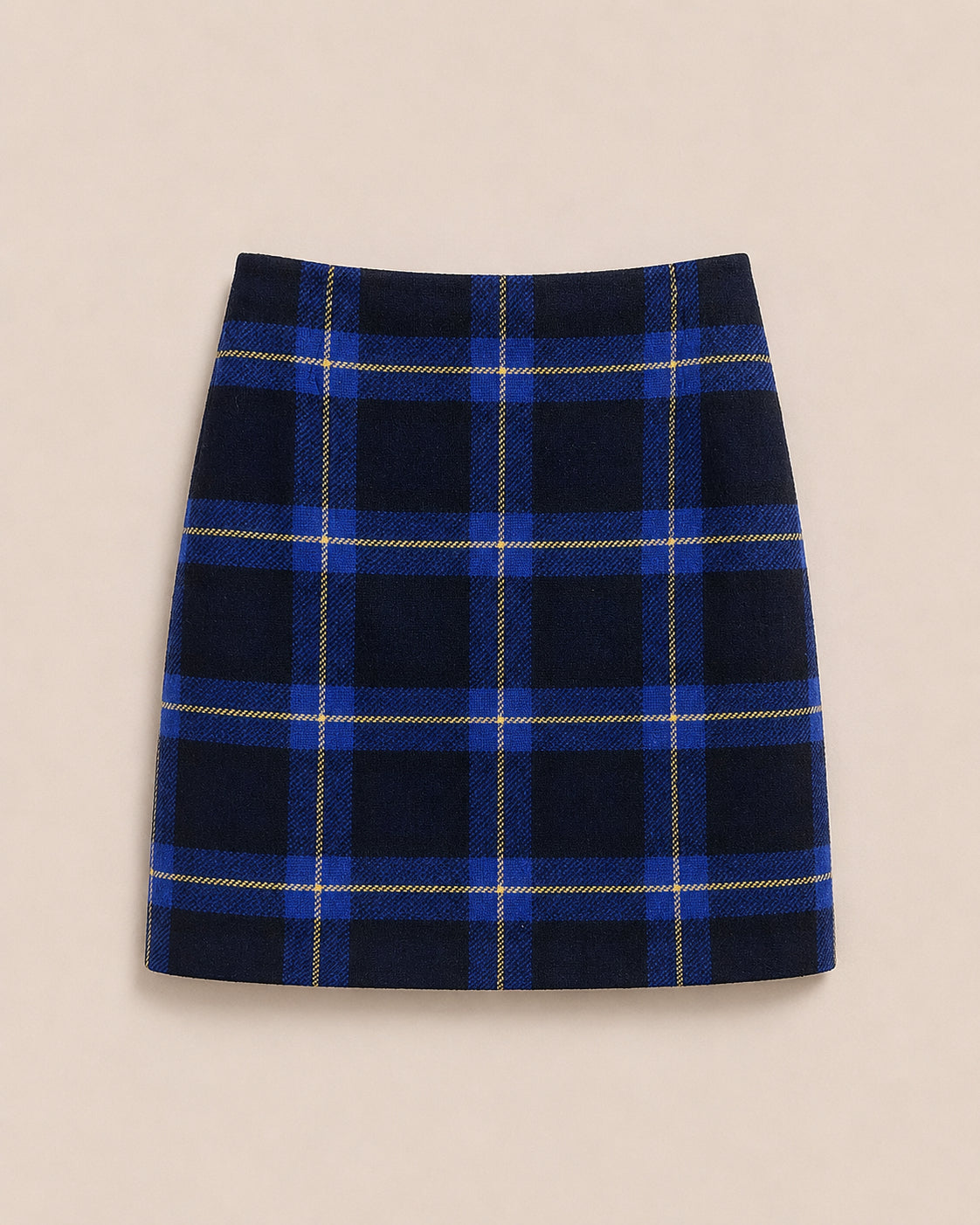 Blue Patterned 100% Wool Skirt