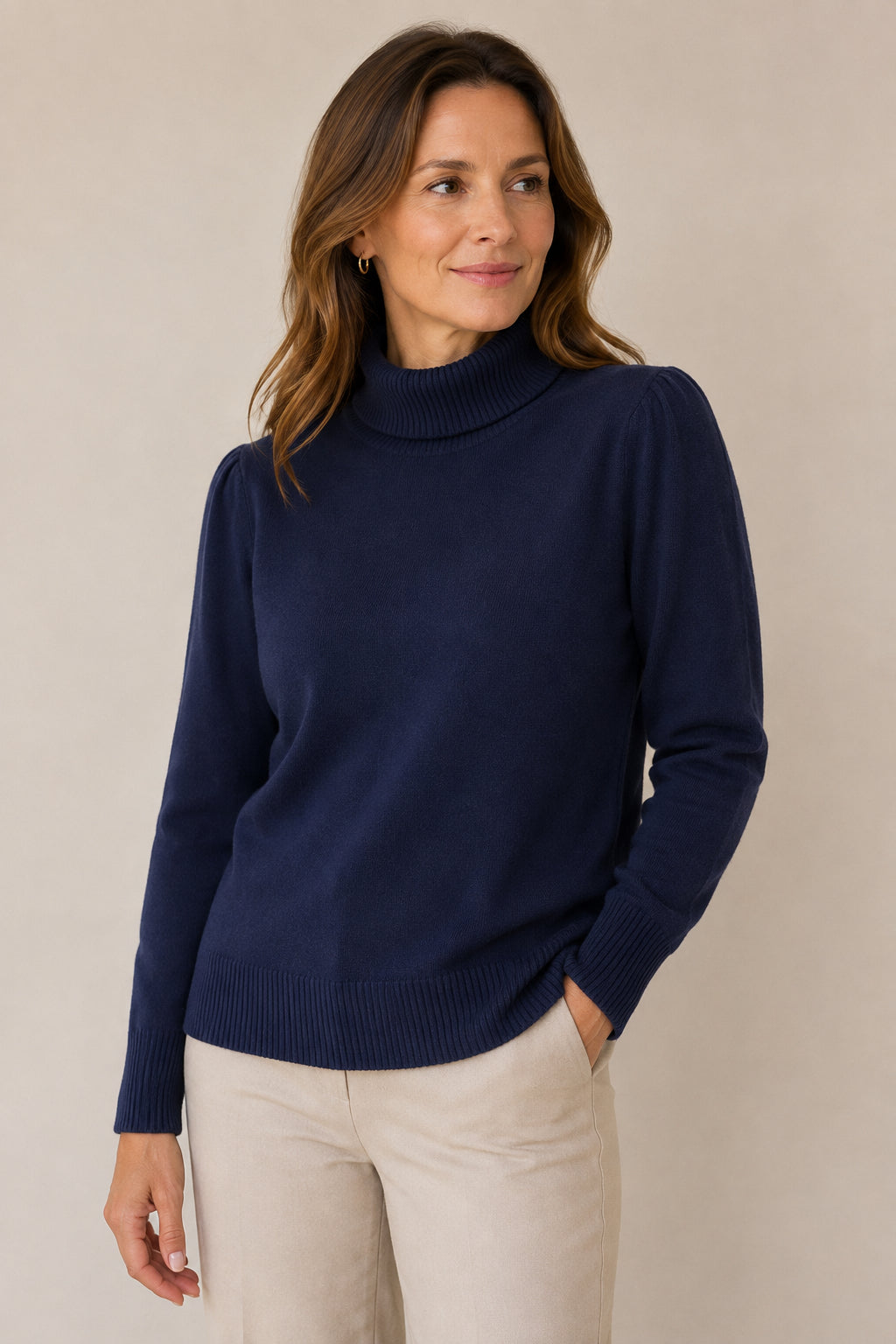 Blue Turtle-neck Jumper