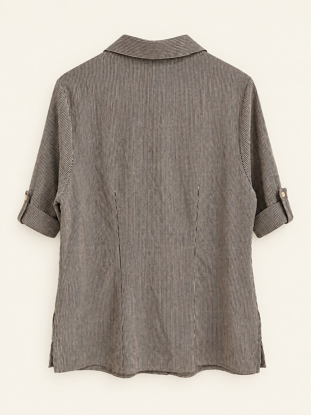 Brown & White Fine Check Longline Shirt