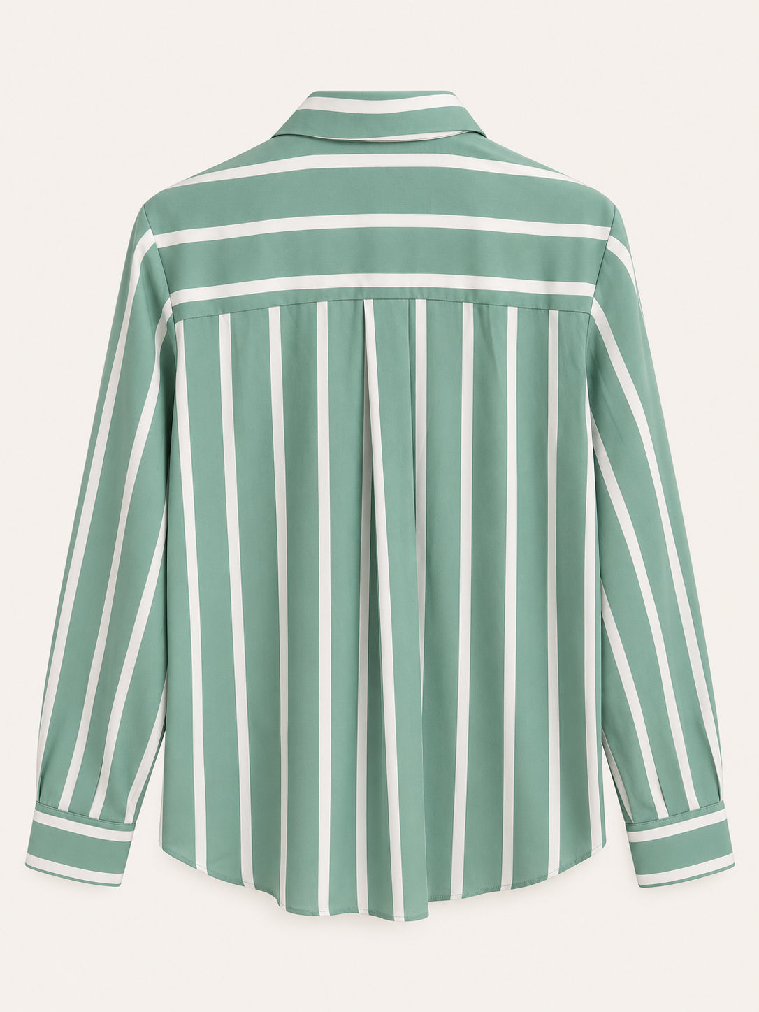 Sage Green & White Striped Button Front Shirt