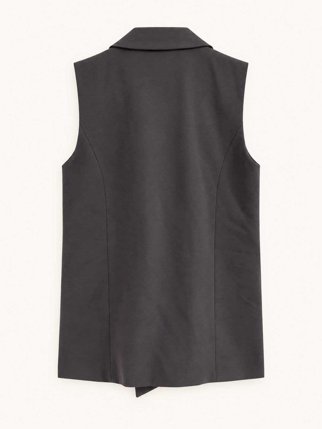 Charcoal Grey Double-Breasted Longline Sleeveless Blazer