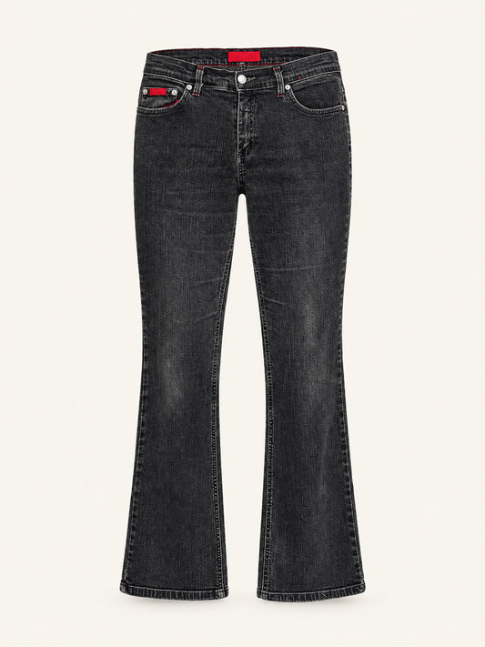 Black Washed Denim Bootcut Jeans