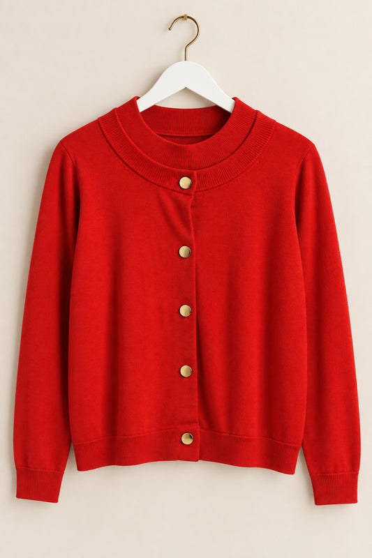 Red Merino Wool 2-in-1 Jumper & Cardigan