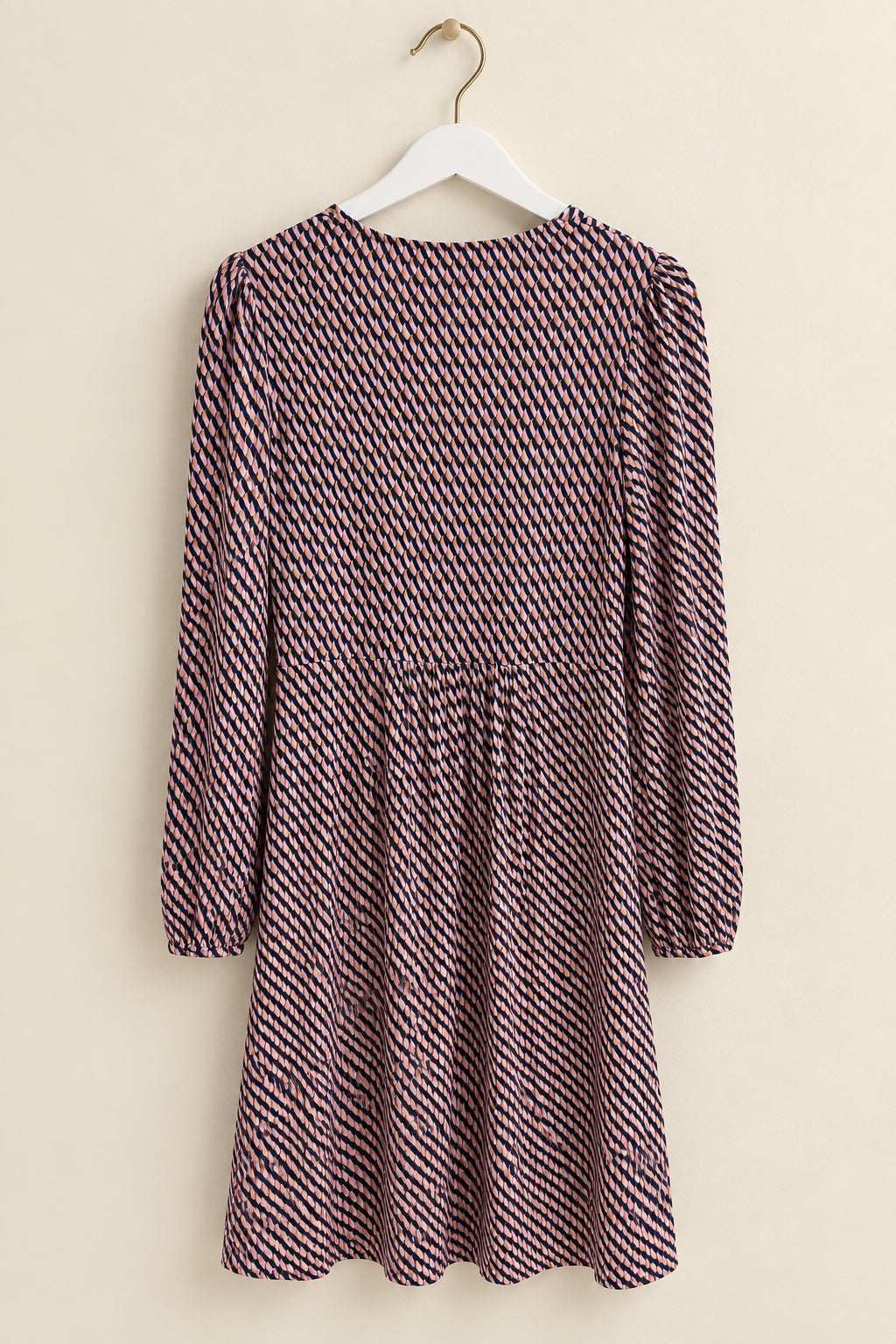 Navy & Lilac Geometric Print Midi Dress
