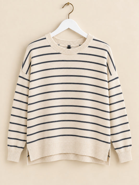 Cream & Grey Striped Jumper