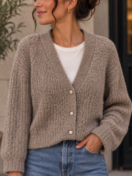 Grey Wool Blend Cardigan