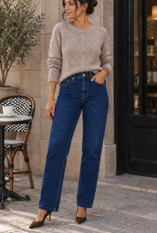 Blue Straight-Leg Jeans