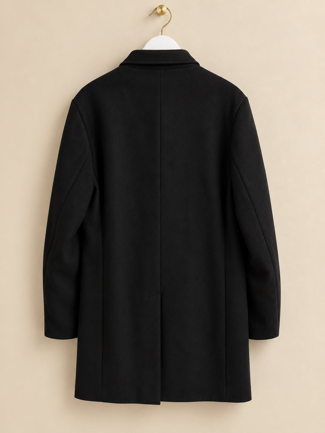 Black Longline Biker Coat Zip Detail Funnel Neck Jacket