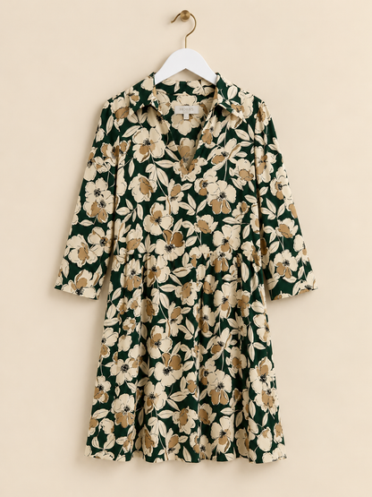 Green & Cream Floral Dress