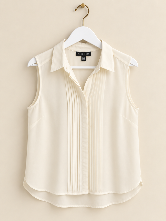 Cream Sleeveless Blouse