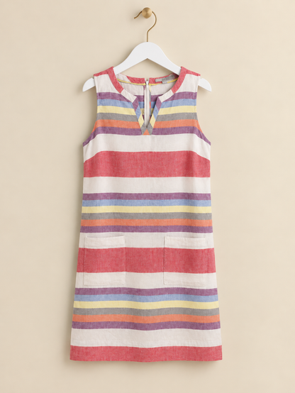 Striped Linen Midi Dress