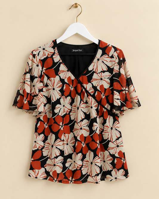 Orange Floral Blouse