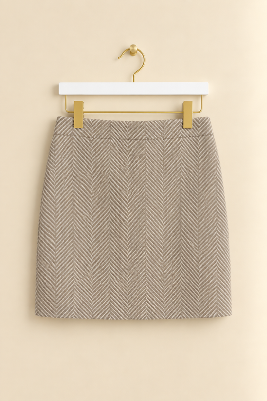Cream Wool Blend Skirt