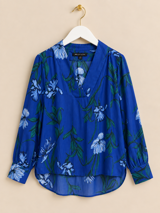 Blue Floral Blouse
