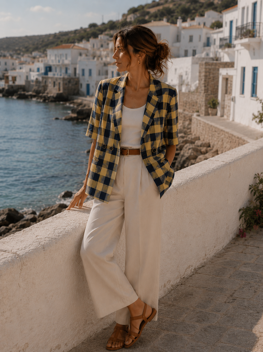 Navy & Yellow Chequered Blazer