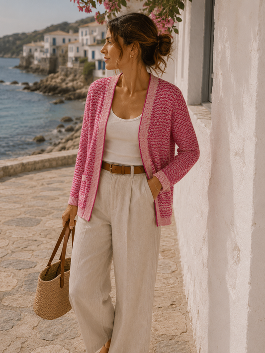 Pink Patterned Cardigan
