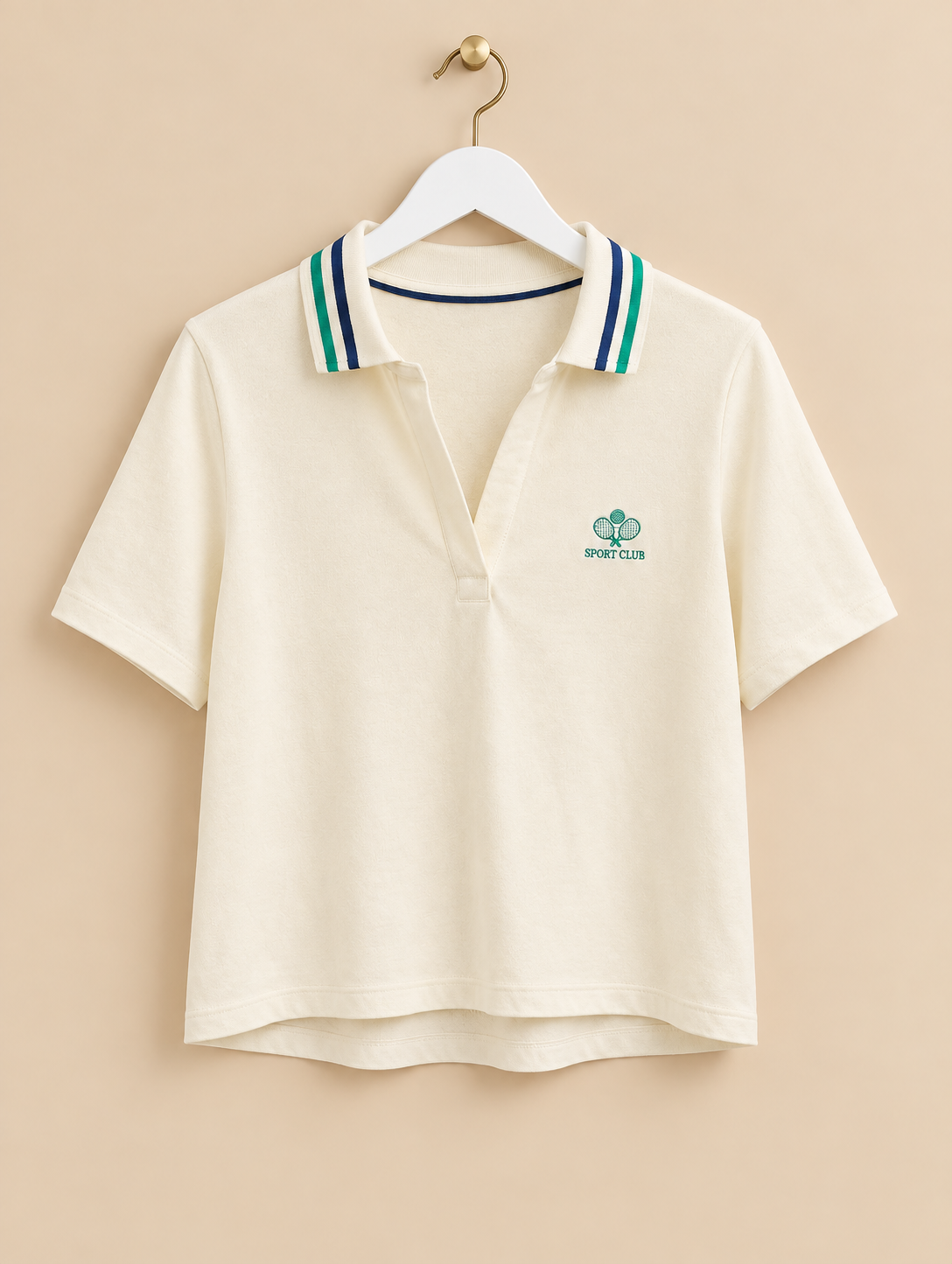 Cream Plain Sports Top