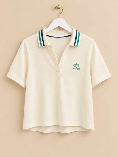 Cream Plain Sports Top