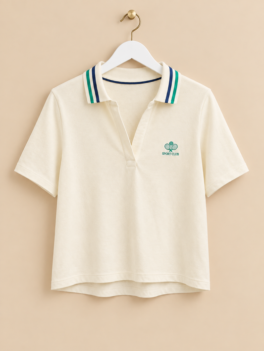 Cream Plain Sports Top
