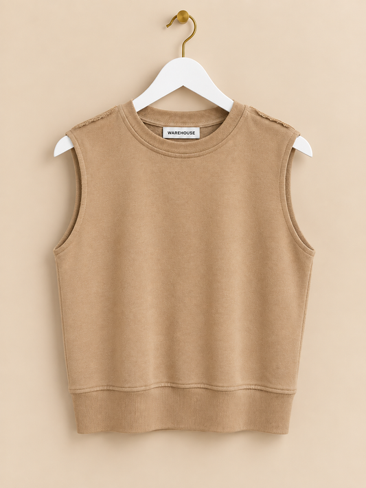 Beige Sleeveless Jumper