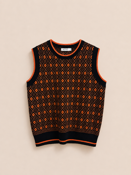 Orange & Black Sleeveless Vest