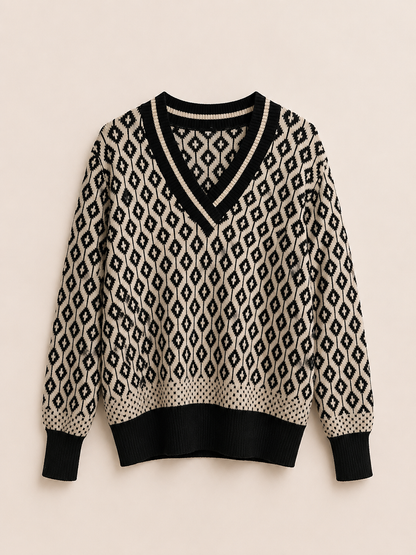 Black & Cream Patterned Jumper