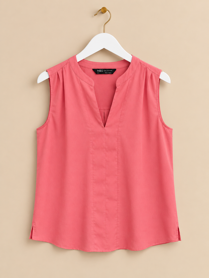 Pink V-Neck Blouse