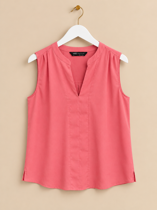 Pink V-Neck Blouse