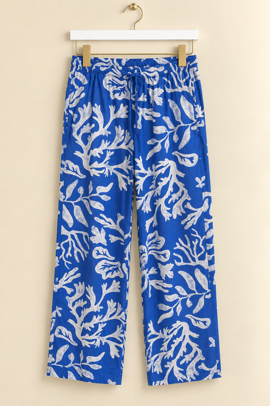 Blue Patterned Trousers