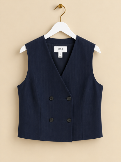 Navy Striped Waistcoat