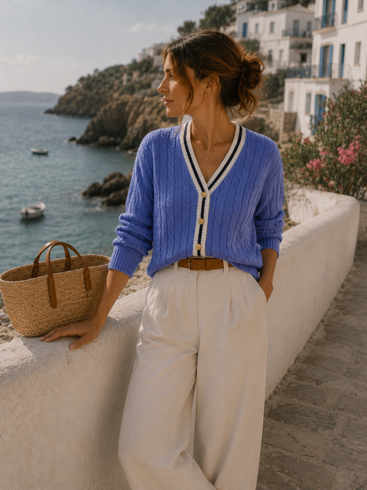 Blue V-Neck Cardigan