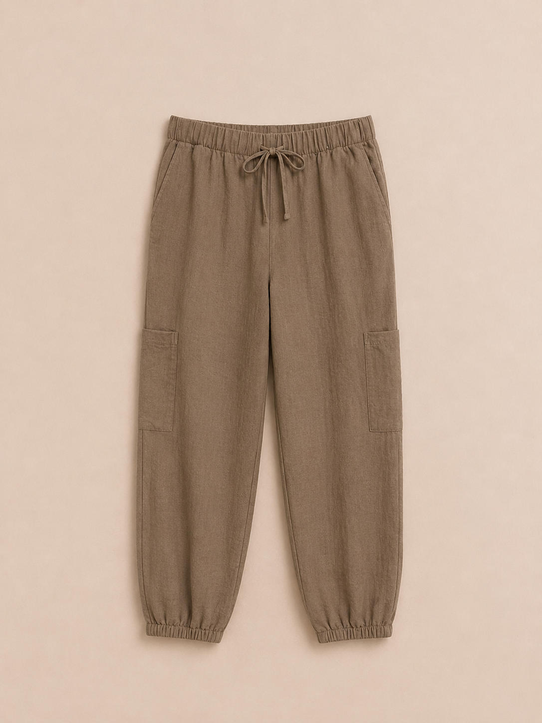 Beige Parachute Trousers