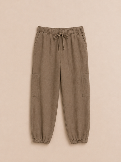 Beige Parachute Trousers