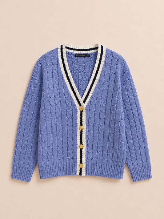 Blue V-Neck Cardigan