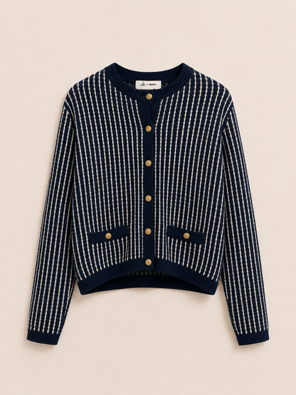 Navy Striped Cardigan